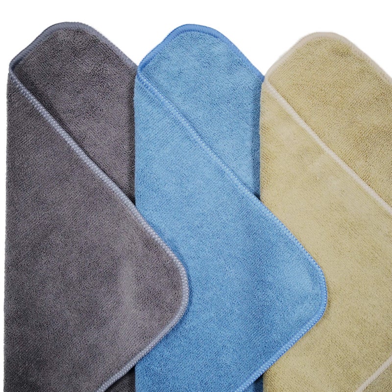 POLYTE Microfiber Cleaning Towel (16x24, 6 Pack, Professional, Blue,Camel,Gray) - Image 2